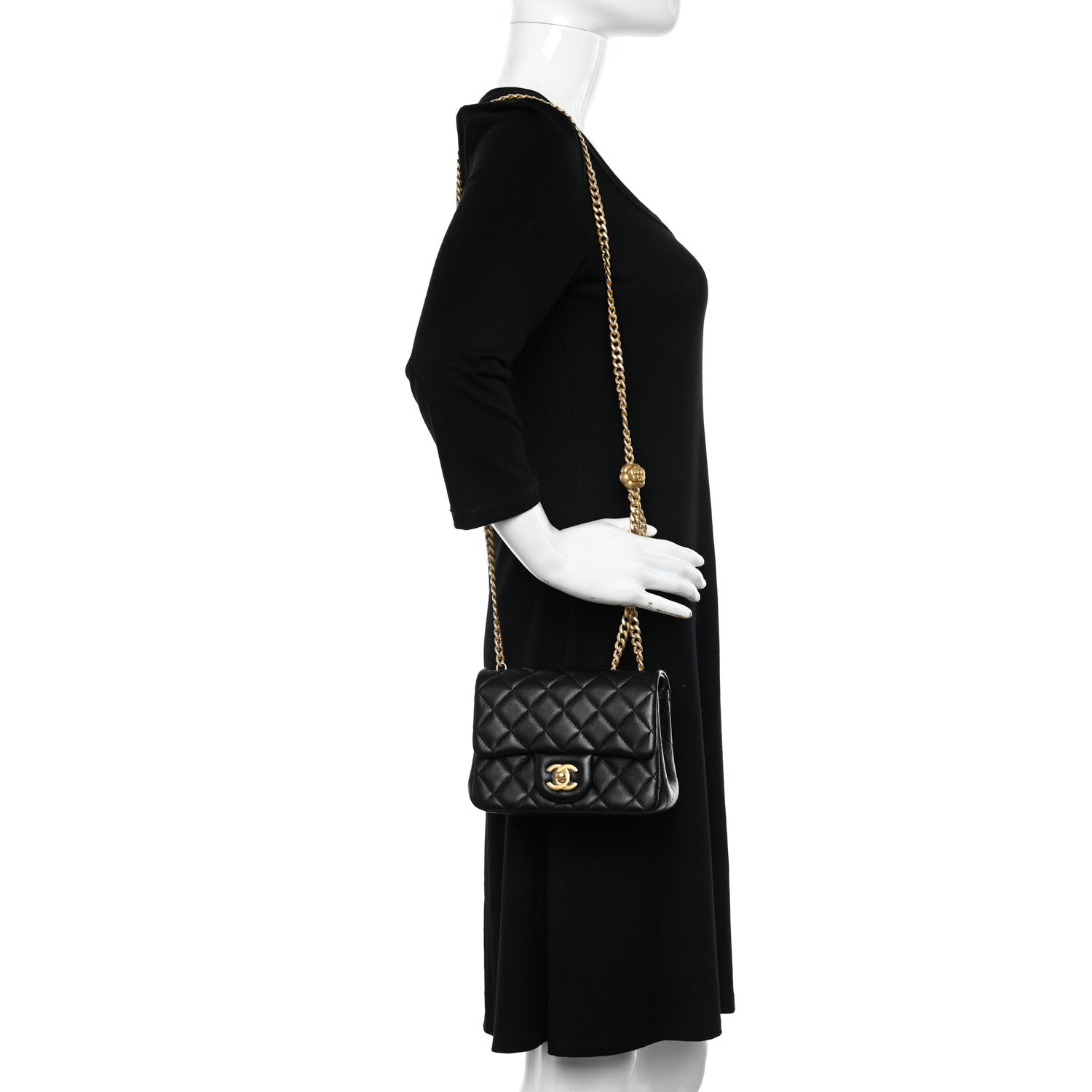 Chanel Lambskin Quilted Mini Sweet Camellia Flap Black 2 of 12