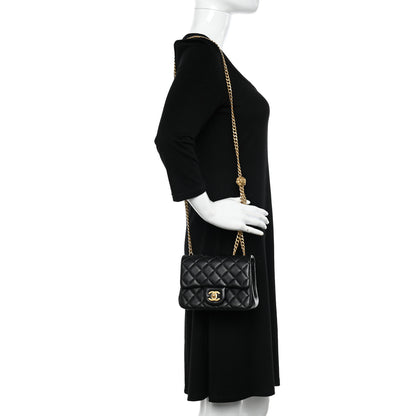 Chanel Lambskin Quilted Mini Sweet Camellia Flap Black 2 of 12