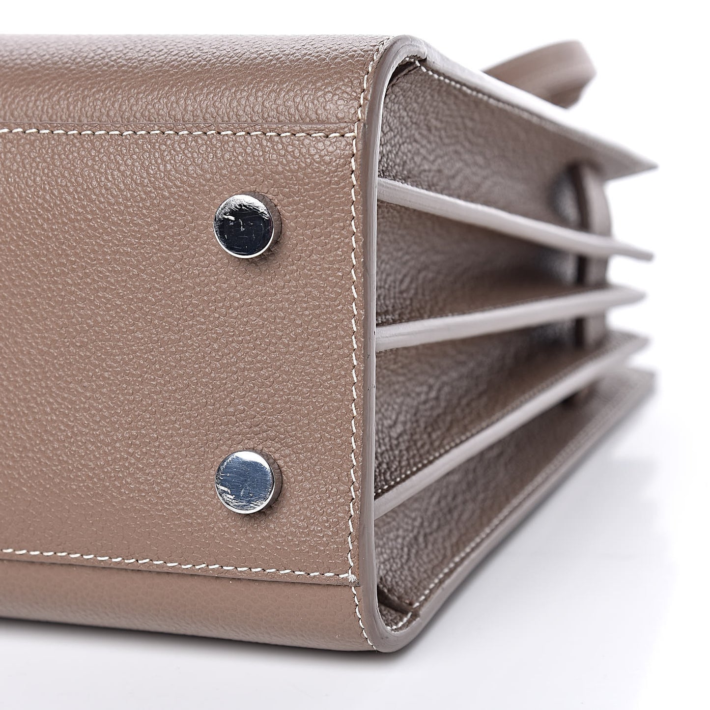 Grained Calfskin Topstich Baby Sac De Jour Taupe