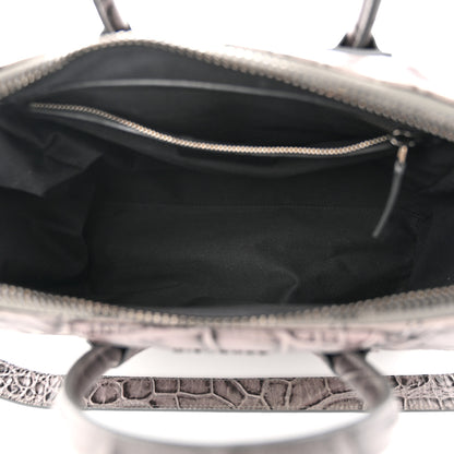 Givenchy Calfskin Crocodile Embossed 3D Stud Medium Antigona Storm Grey 5 of 10