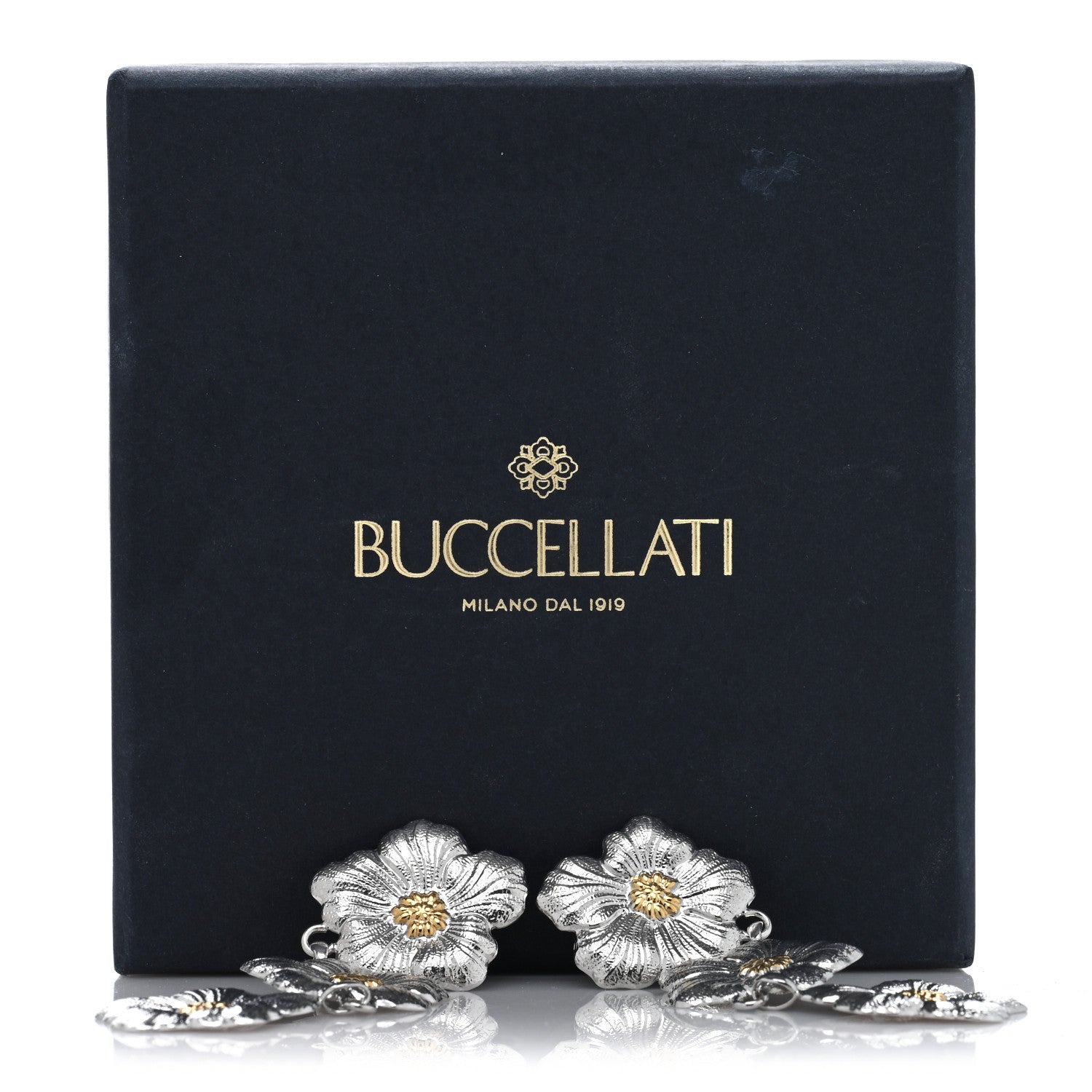 Buccellati Sterling Silver Vermeil Blossoms Gardenia 3 Drop Earrings 5 of 5