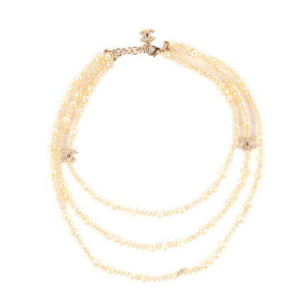 Chanel Irregular Pearl CC Triple Strand Necklace Light Gold 1 of 4