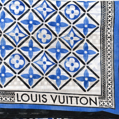 Louis Vuitton Silk Monogram Giant By The Pool Shawl Blue 2 of 3