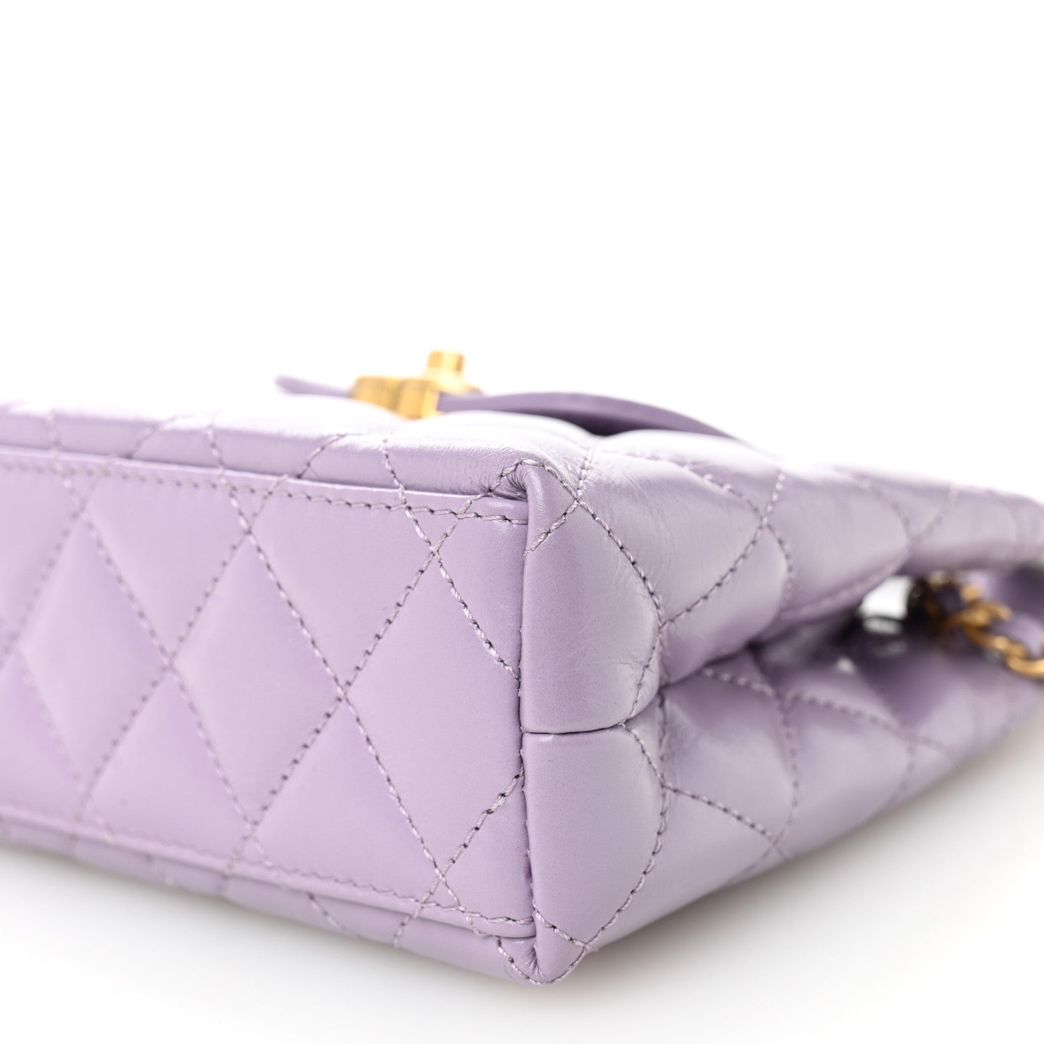 Chanel Shiny Aged Calfskin Quilted Nano Kelly Shopper Lilac 10 of 10