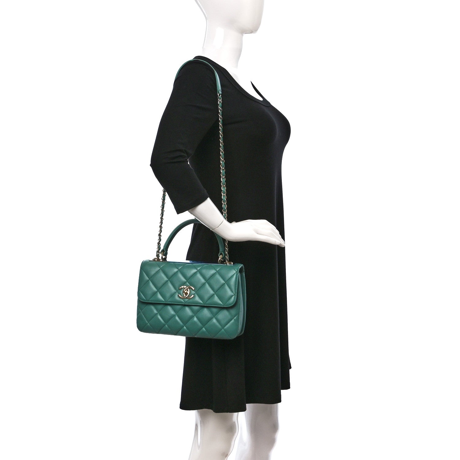 Chanel Lambskin Quilted Small Trendy CC Flap Dual Handle Bag Light Green 2 of 9