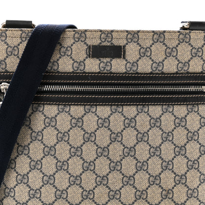 Gucci GG Supreme Monogram Small Flat Side Zip Messenger Bag Beige Blue 8 of 12