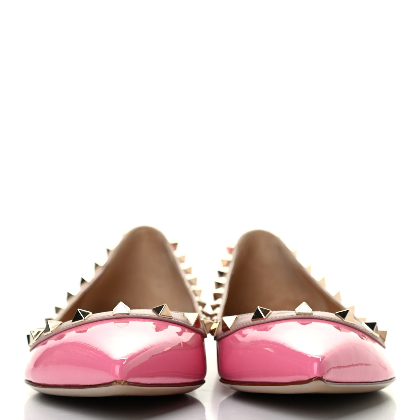 Patent Nappa Rockstud Ballerina Flats 41 Ninphea Poudre