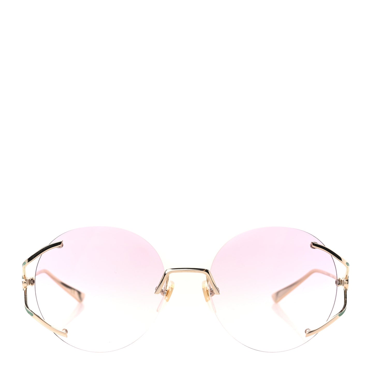 Metal Oversized Round Frame Sunglasses GG0645S Gold Blue