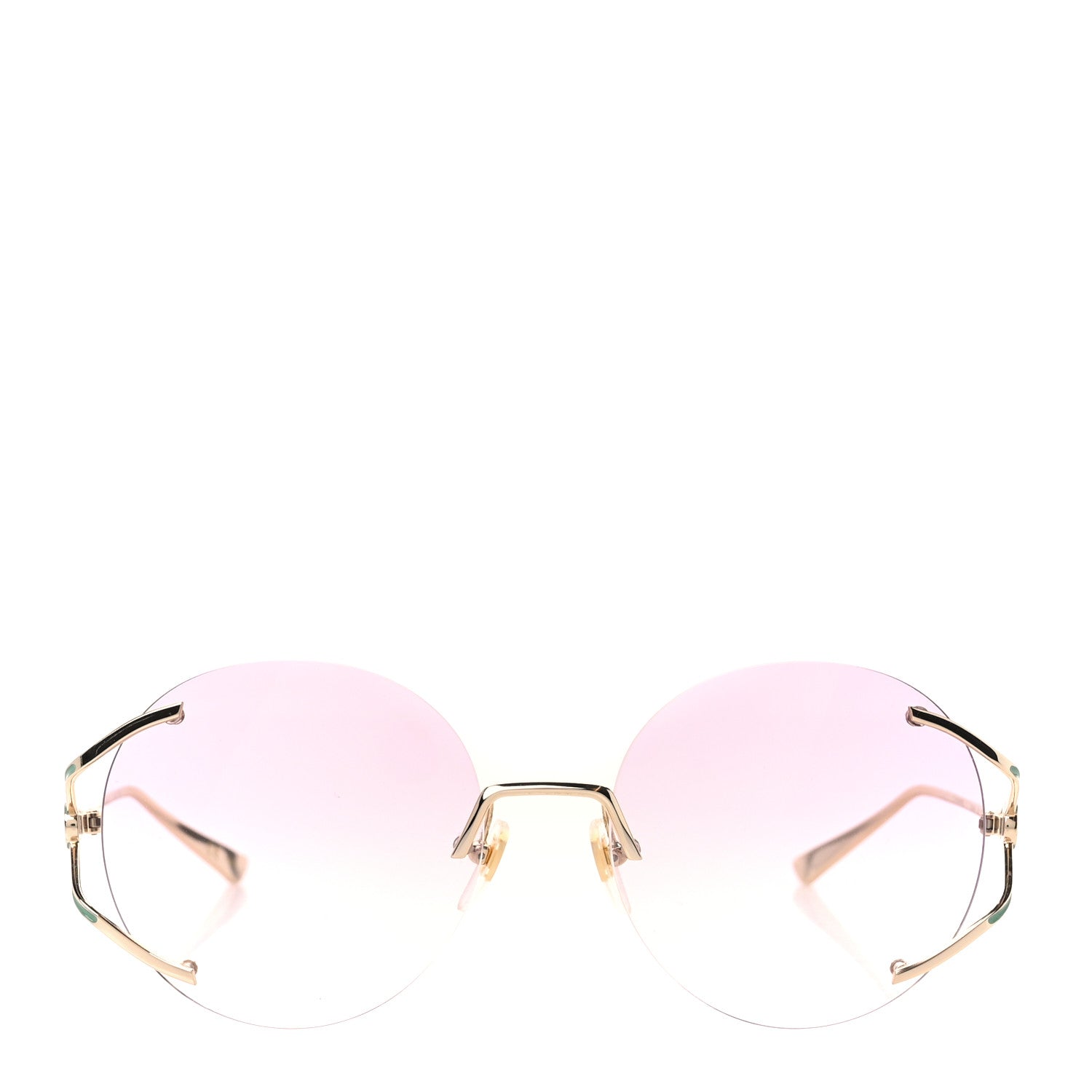 Gucci Metal Oversized Round Frame Sunglasses GG0645S Gold Blue 2 of 9