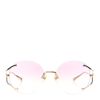 Gucci Metal Oversized Round Frame Sunglasses GG0645S Gold Blue 2 of 9