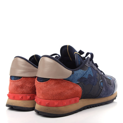 Valentino Garavani Denim Suede Camouflage Mens Rockrunner Sneakers 43 Blue Multicolor 4 of 10