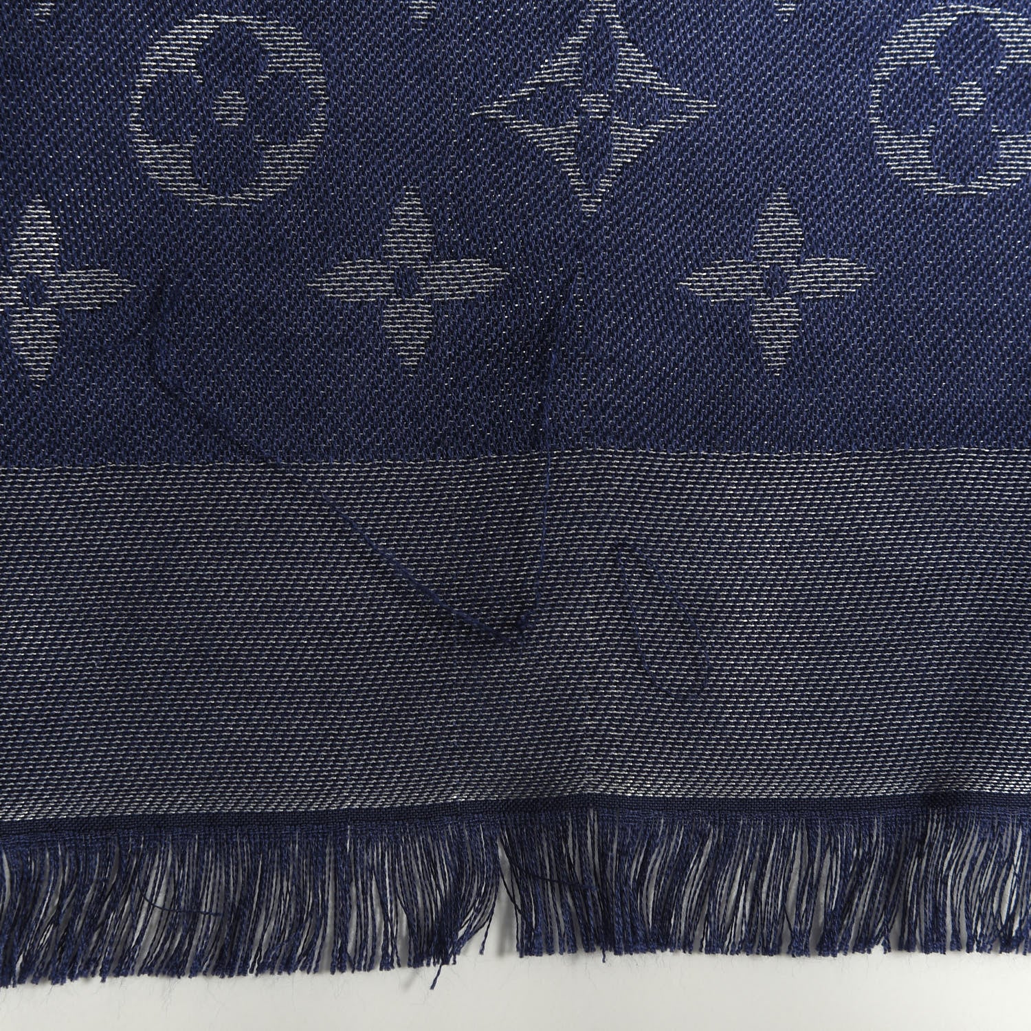 Louis Vuitton Wool Silk Monogram Shawl Blue Nuit 4 of 5