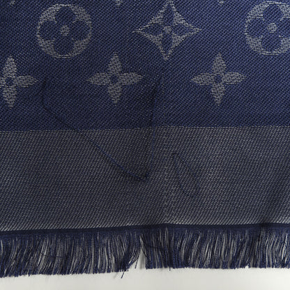 Louis Vuitton Wool Silk Monogram Shawl Blue Nuit 4 of 5