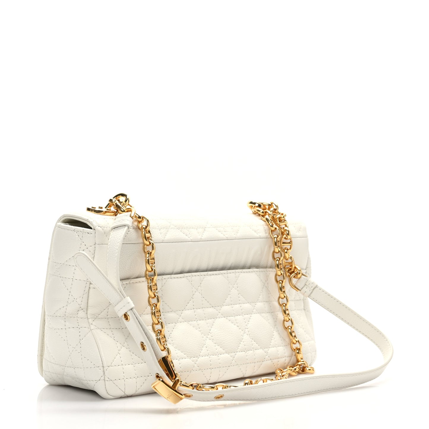 Supple Calfskin Cannage Medium Caro Bag Ivory