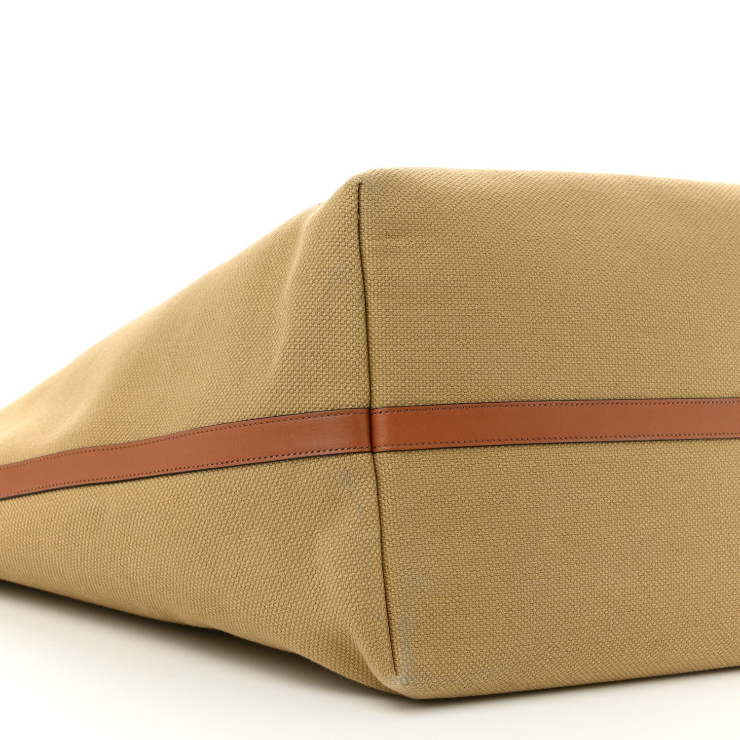 Celine Canvas Calfskin Cuir Triomphe Cabas Tote Beige Tan 8 of 9