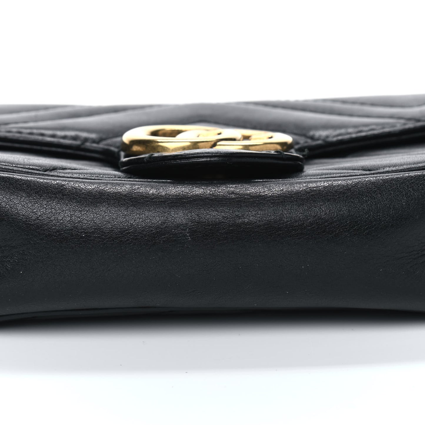 Calfskin Matelasse Super Mini GG Marmont Shoulder Bag Black