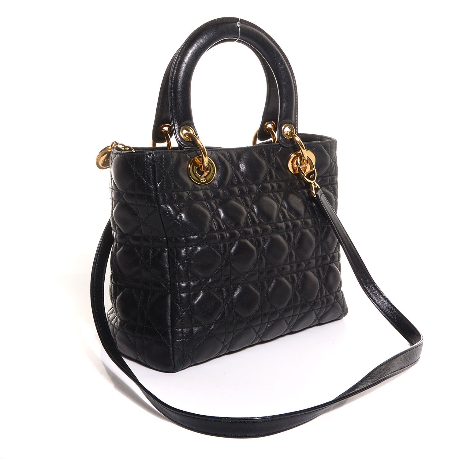 Christian Dior Lambskin Cannage Medium Lady Dior Black 3 of 7