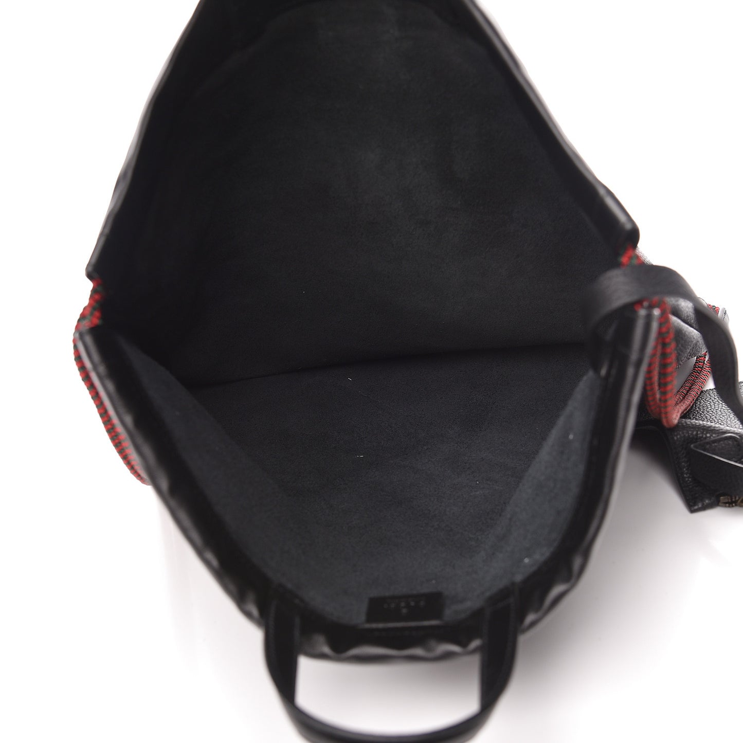Calfskin Logo Drawstring Backpack Black