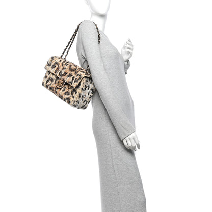 Chanel Tweed Mixed Fibers Leopard Print Small Souplissimo Maxi Flap Brown Black White Brown Black White 2 of 10