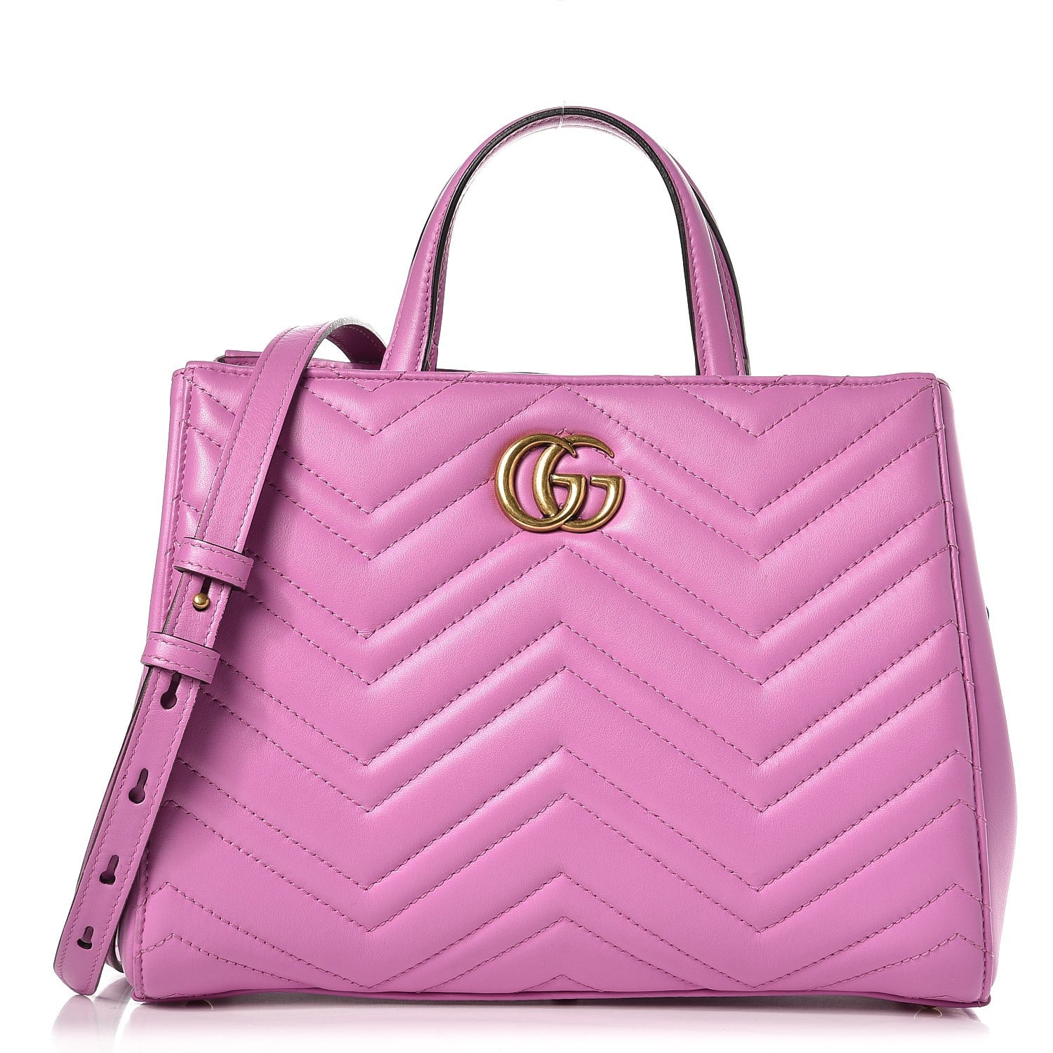 Gucci Calfskin Matelasse Small GG Marmont Tote Candy Mousse 1 of 9