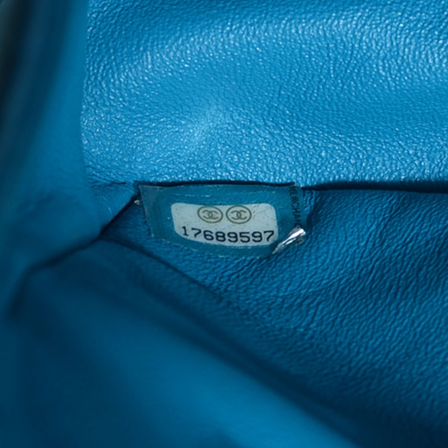 Iridescent Caviar Quilted Jumbo Double Flap Blue