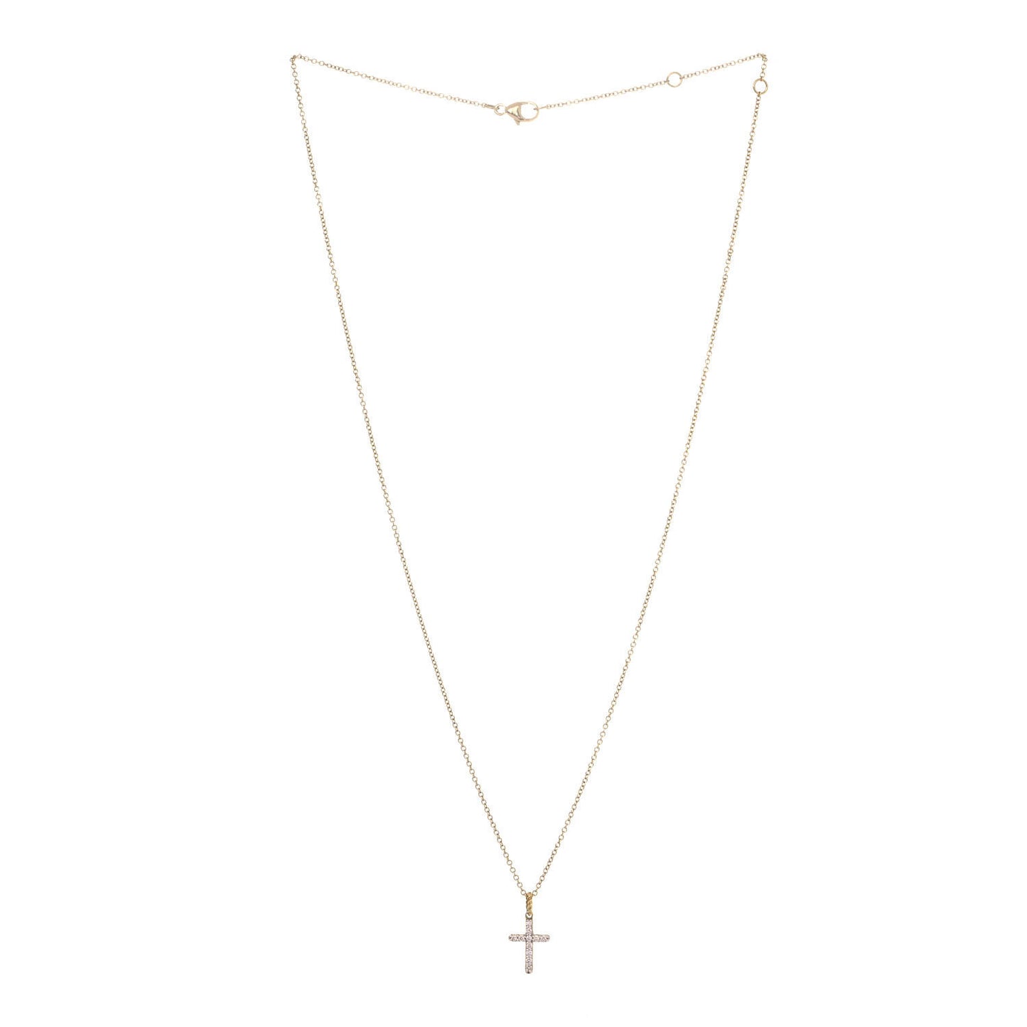 18K Yellow Gold Diamond Cable Collectibles Cross Necklace