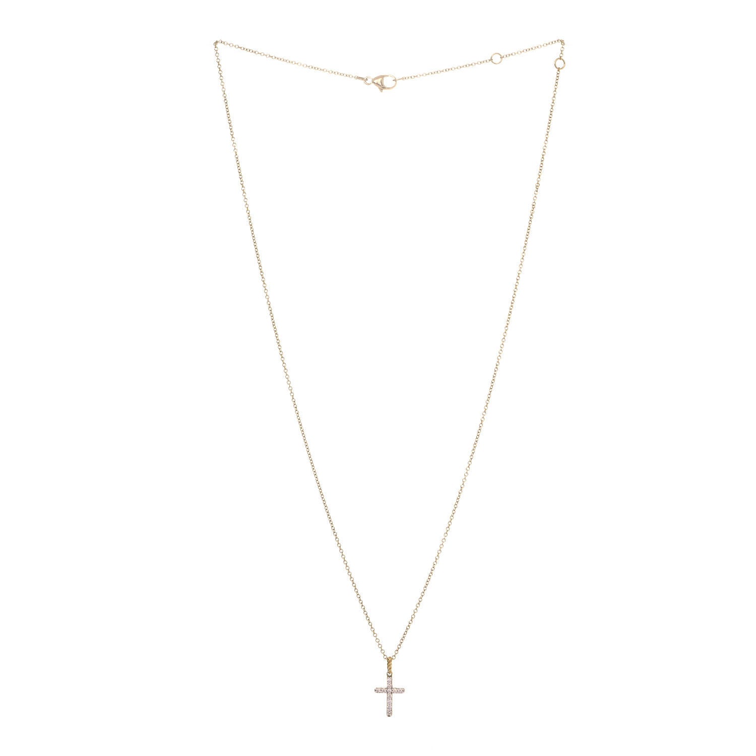 David Yurman 18K Yellow Gold Diamond Cable Collectibles Cross Necklace 2 of 6