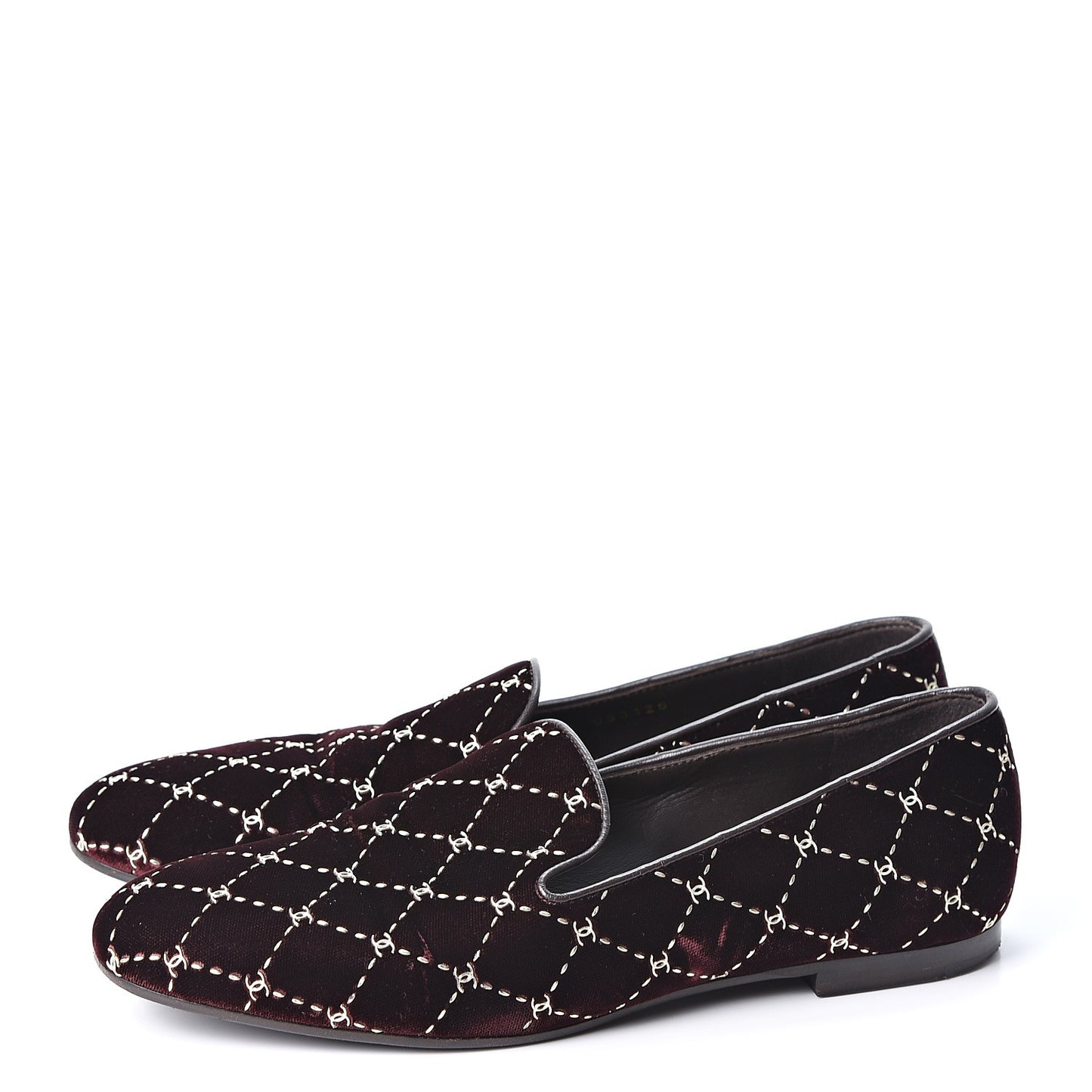 Velvet Mocassin Loafers 38 Burgundy