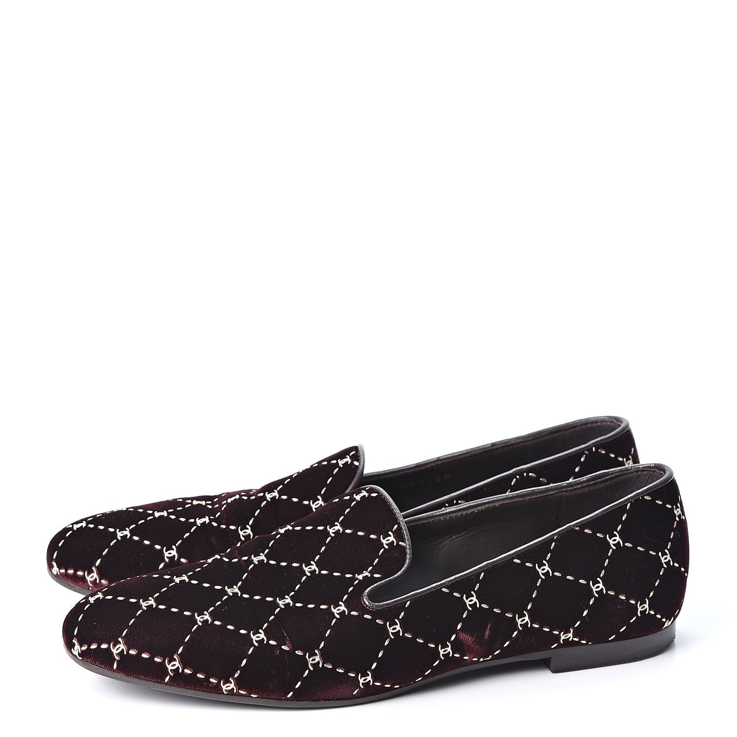 Chanel Velvet Mocassin Loafers 38 Burgundy 3 of 9