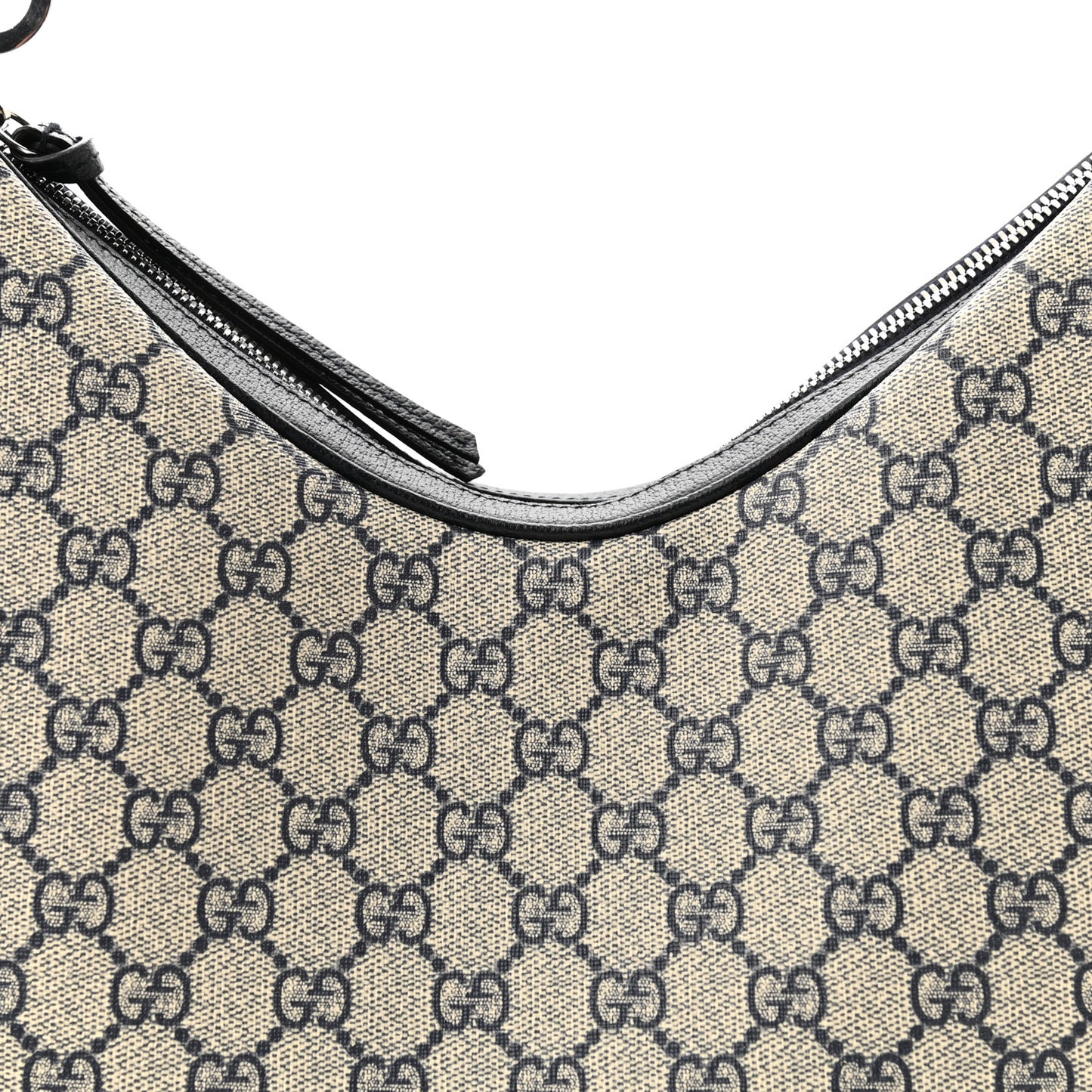 GG Supreme Monogram Textured Calfskin Web Large Attache Shoulder Bag Beige Blue