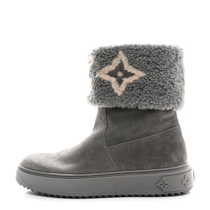 Louis Vuitton Suede Calfskin Shearling Snowdrop Flat Ankle Boot 39 Grey 1 of 9