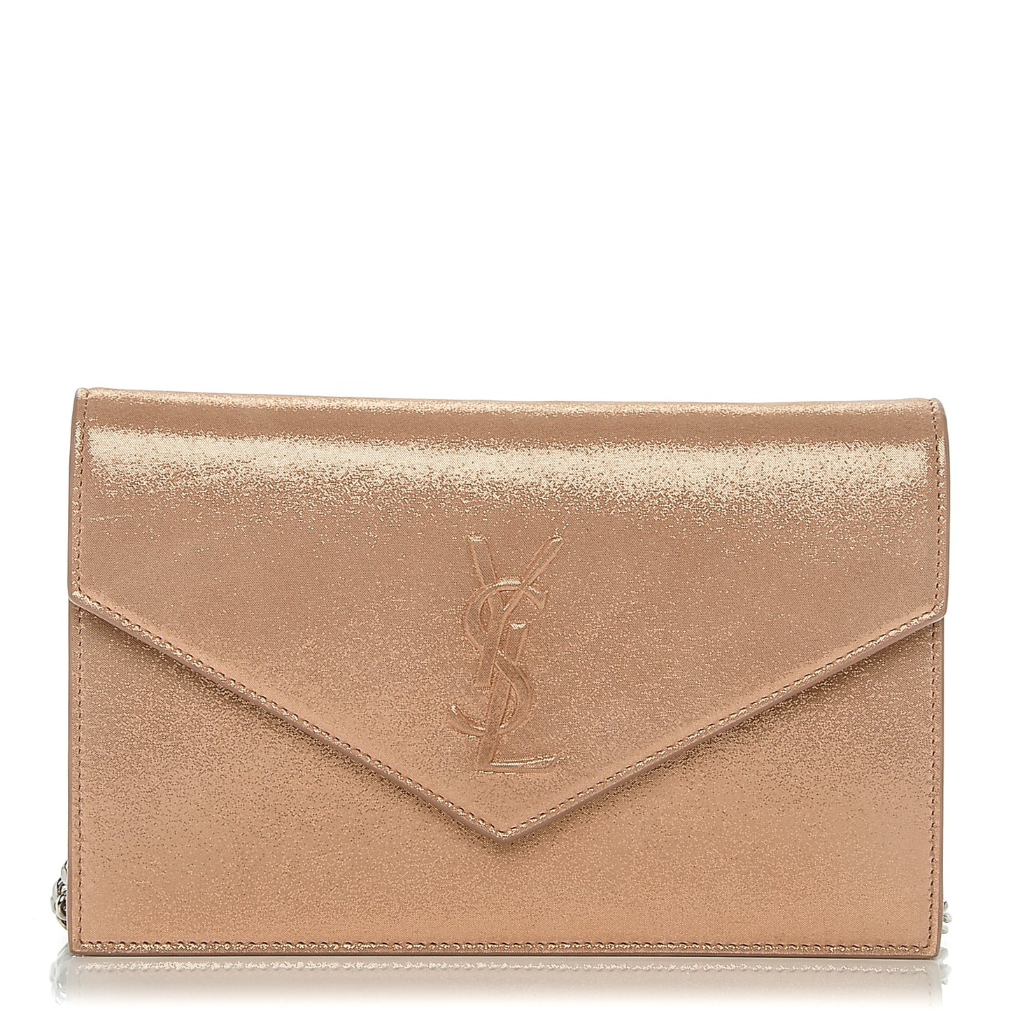 Metallic Fabric Monogram Envelope Chain Wallet Pale Pink
