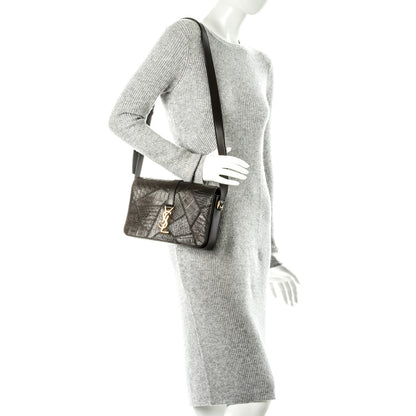 Saint Laurent Reptile Calfskin Embossed Medium Patchwork Animal Monogram Universite Bag Brown 2 of 8