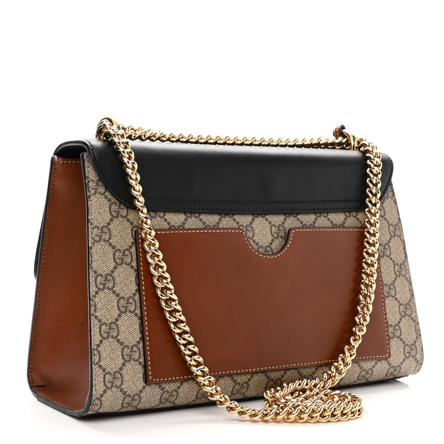 GG Supreme Monogram Calfskin Medium Padlock Shoulder Bag Beige Black Cuir