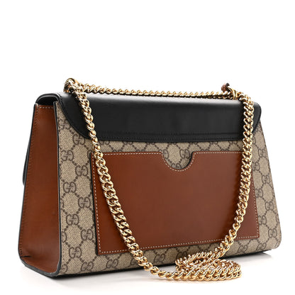 Gucci GG Supreme Monogram Calfskin Medium Padlock Shoulder Bag Beige Black Cuir 3 of 11