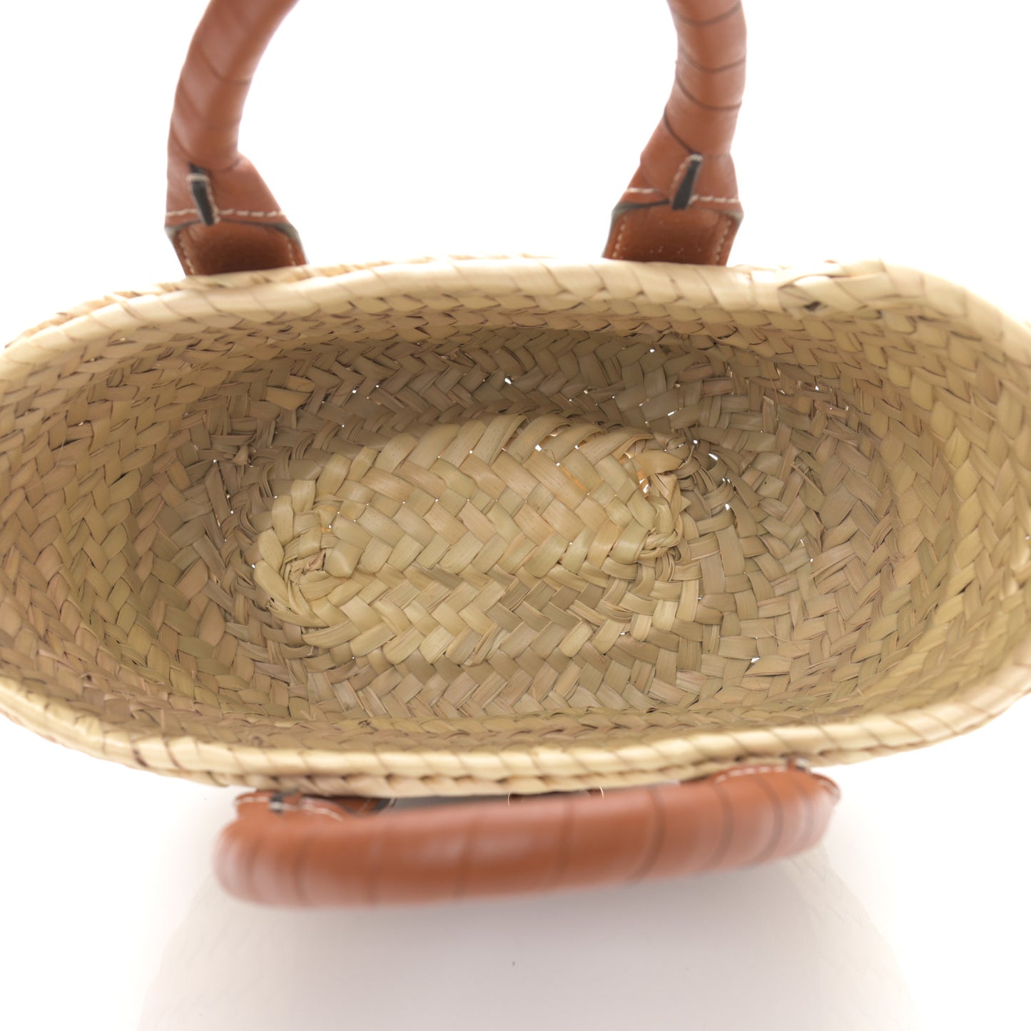 Raffia Small Grain Calfskin Small Marcie Basket Tan