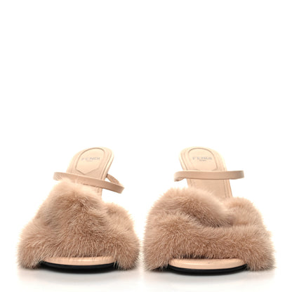 Fendi Mink Vitello Fendi First 95mm Slide Sandals 37 Pink 2 of 10