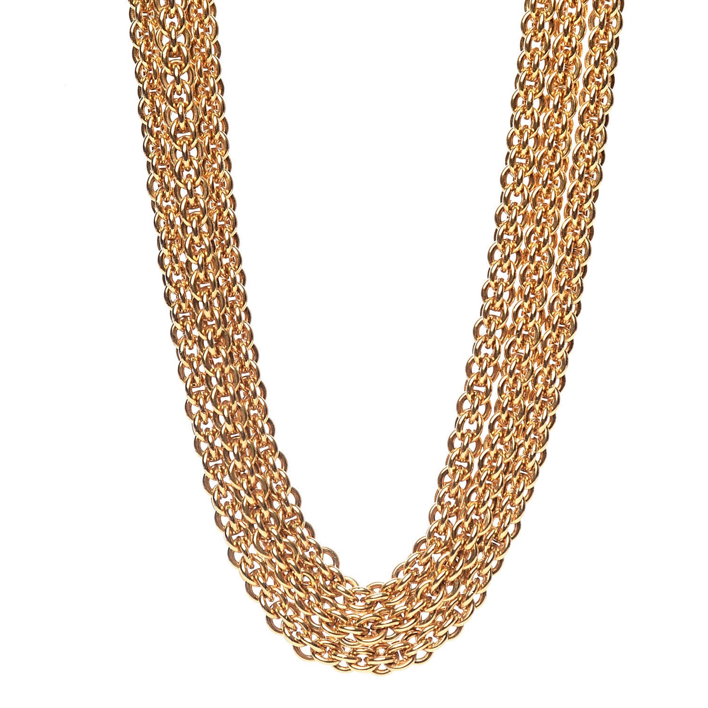 Multi Strand Medallion Short Necklace Gold