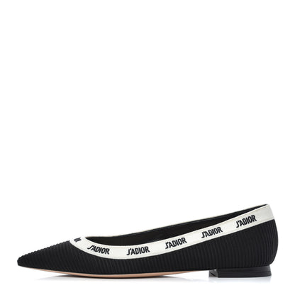 Christian Dior Fabric Ribbon Embroidered J'Adior Ballet Flats 38 Black 1 of 10