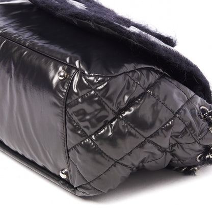 Chanel Vinyl Mohair Trimmed Accordion Arctic Polar Ice Flap Black 5 of 8