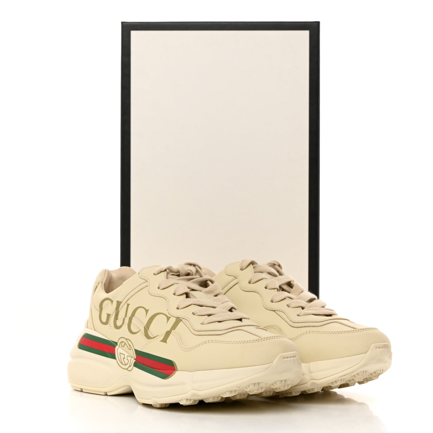 Calfskin Logo Womens Rhyton Sneakers 37.5 Ivory