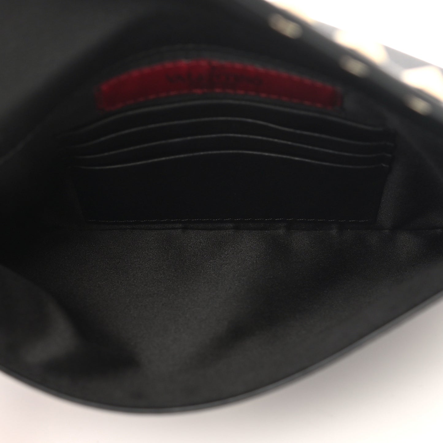Vitello Medium Rockstud Envelope Flat Wristlet Pouch Black