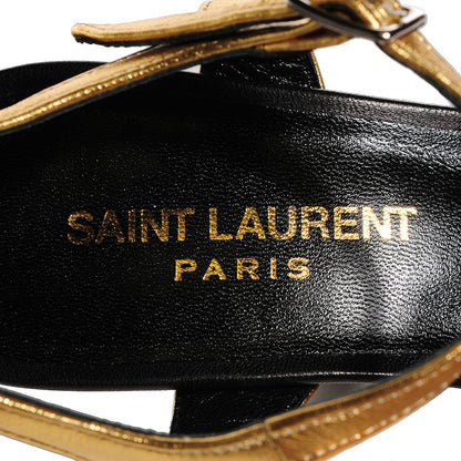 Saint Laurent Calfskin Bianca Bow Platform 105 Sandals 38 Black Red Gold 6 of 8