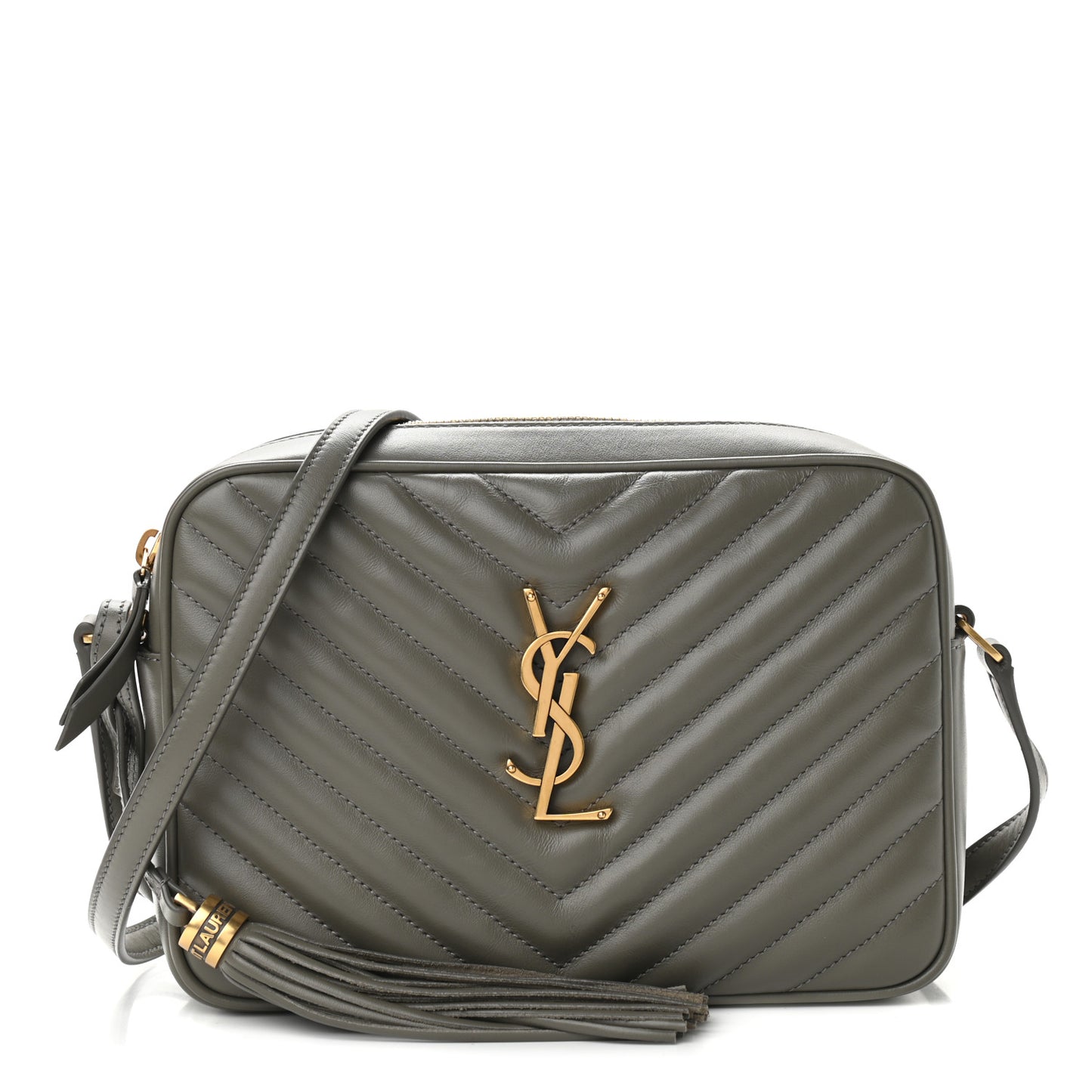 Calfskin Matelasse Monogram Lou Camera Bag Grey Kaki