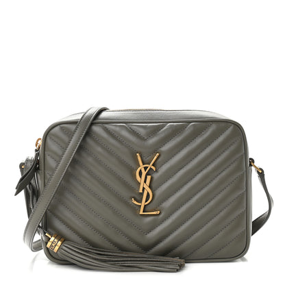 Saint Laurent Calfskin Matelasse Monogram Lou Camera Bag Grey Kaki 1 of 10