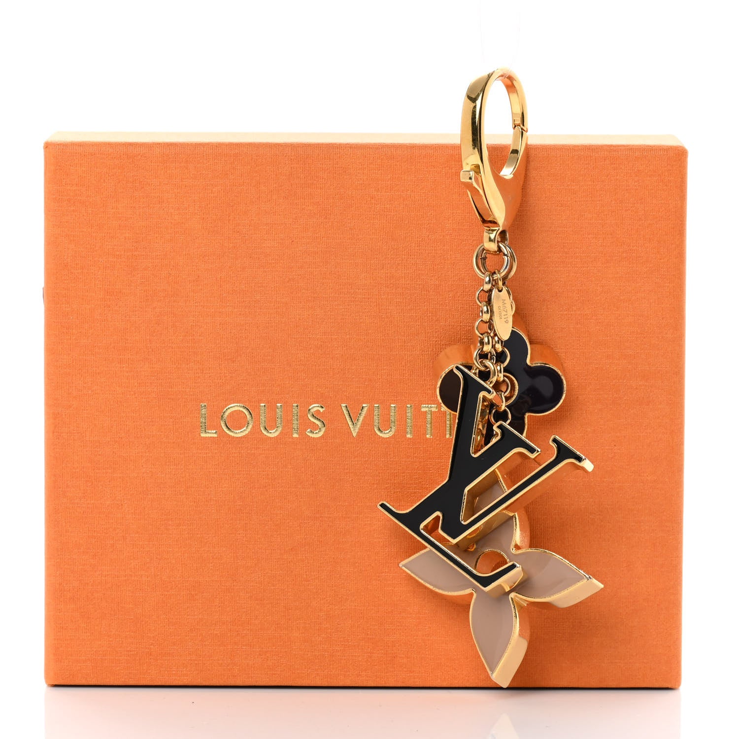 Louis Vuitton Metal Enamel Fleur De Monogram Bag Charm Dore 6 of 6