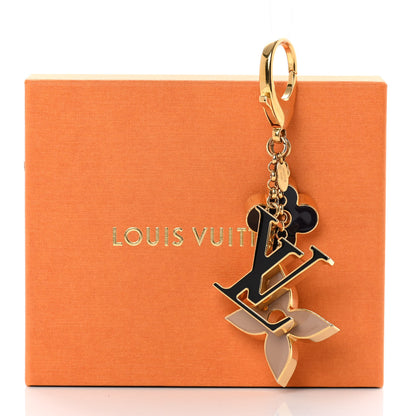 Louis Vuitton Metal Enamel Fleur De Monogram Bag Charm Dore 6 of 6
