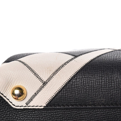Burberry Grainy Calfskin Patchwork Medium Banner Tote Black White 10 of 22