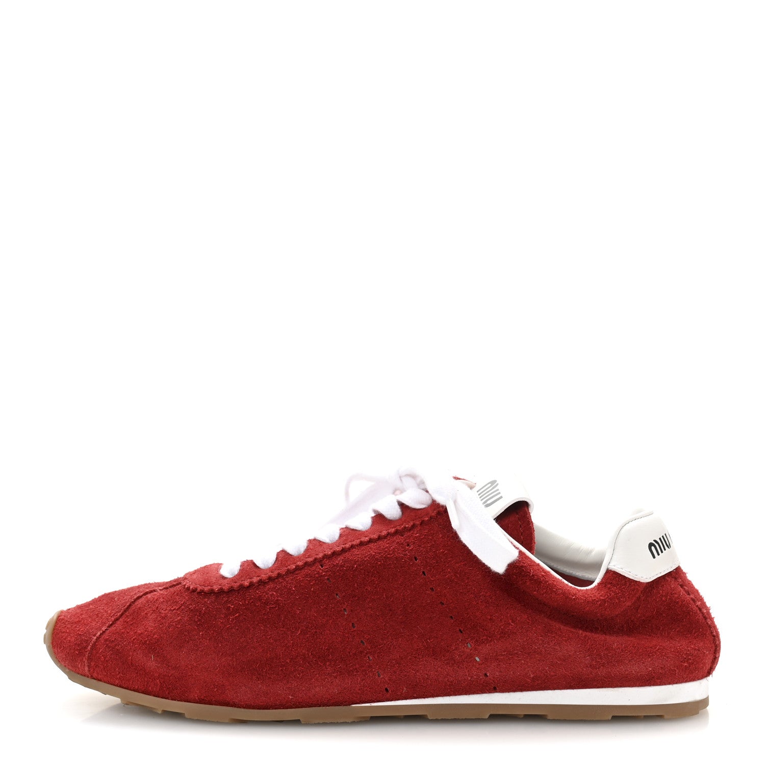 Miu Miu Camoscio Womens Plume Sneakers 40 Red 1 of 9