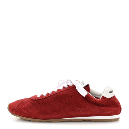 Miu Miu Camoscio Womens Plume Sneakers 40 Red 1 of 9